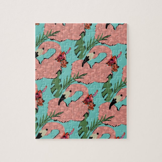 Flamingo Pineapples Hand Drawn Doodles Jigsaw Puzzle (Vertical)