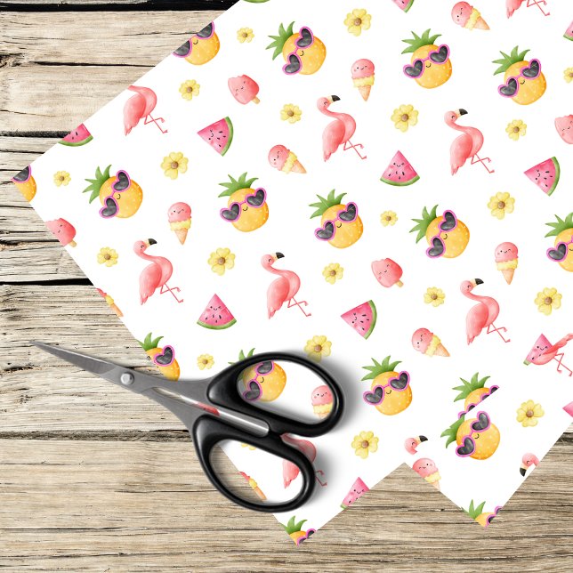 flamingo, pineapples, summer design tissue paper (Creator Uploaded)