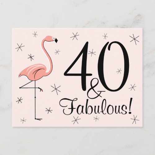 Flamingo Pink 40 and Fabulous postcard