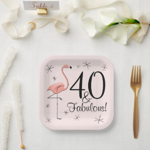 Flamingo Pink 40 and Fabulous square Paper Plates