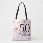 Flamingo Pink &#39;50 And Fabulous!&#39; All Over Tote Bag at Zazzle