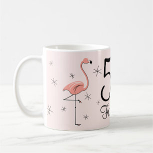 Flamingo Pink '50 and Fabulous!' mug
