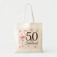 Flamingo Pink '50 and Fabulous!' tote bag