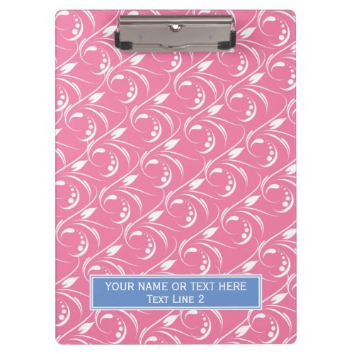 Flamingo Pink and Cornflower Blue Floral Pattern Clipboard