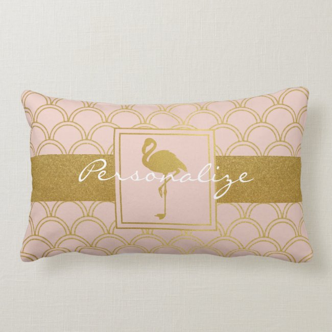 Flamingo Pink and Faux Gold Retro Pattern Modern