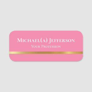 Flamingo Pink and Luxury Gold Unique Girly Name Tag