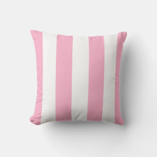 Flamingo Pink and White Stripe Lumbar Pillow