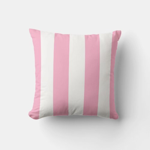 Flamingo Pink and White Stripe Lumbar Pillow