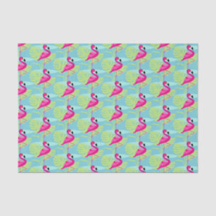 Flamingo pink aqua teal bird graphic tissue paper