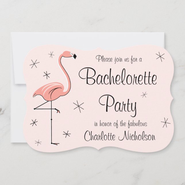 Flamingo Pink "Bachelorette Party" bracket Invitation (Front)