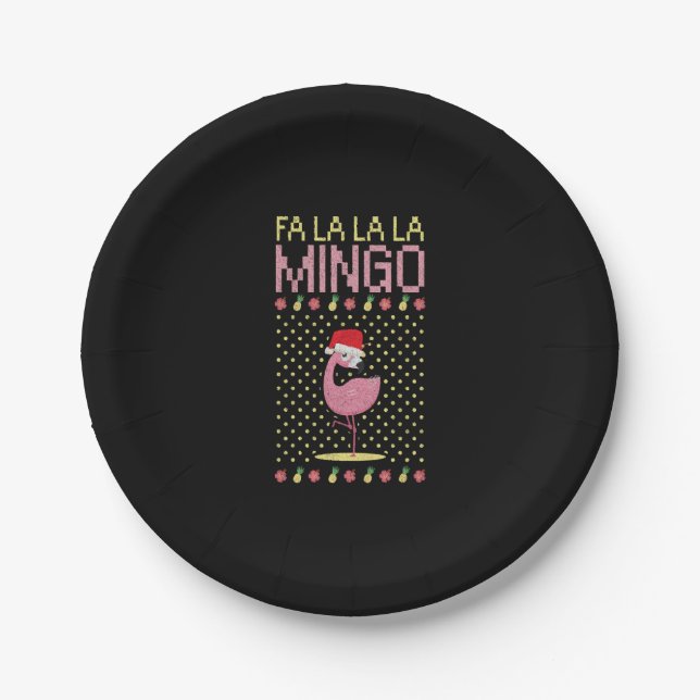 Flamingo pink beak gift Christmas Paper Plates (Front)