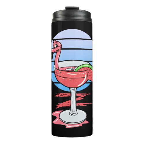 Flamingo Pink Bird Cocktail Alcohol Funny Gift Thermal Tumbler