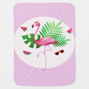 Flamingo Pink Bird Watermelon Flamingo Lovers Baby Blanket