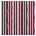 Flamingo Pink &amp; Black Wonky Stripes Fabric