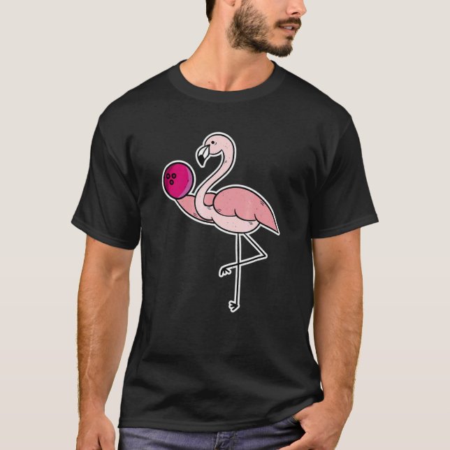 Flamingo Pink Bowling Ball   Bowl T-Shirt (Front)