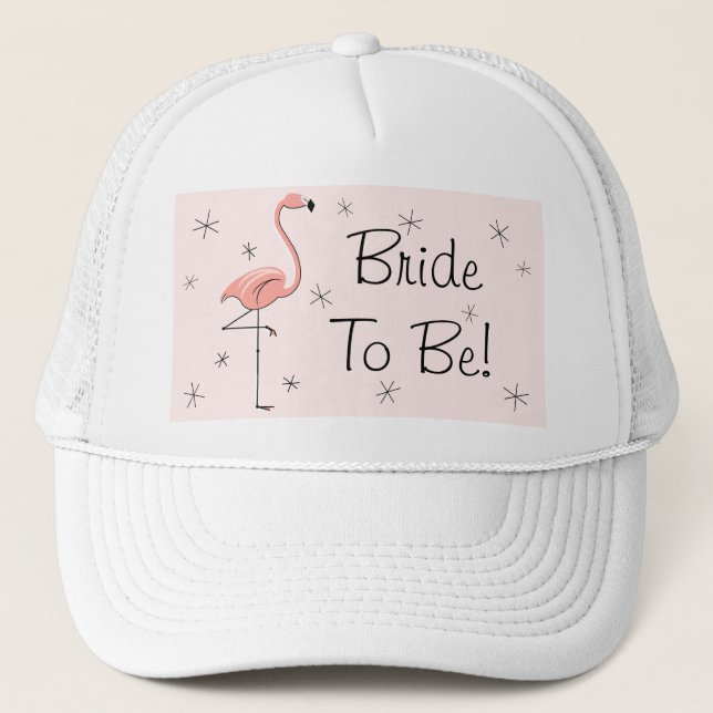 Flamingo Pink 'Bride To Be!' Trucker hat pink (Front)