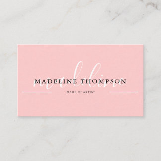 Flamingo Pink Calligraphy Script QR code Business Card