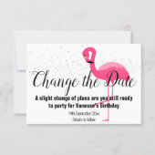 FLAMINGO PINK CHANGE THE DATE White RSVP Card (Front)