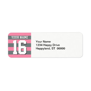 Flamingo Pink Charcoal Team Jersey Preppy Stripe Label