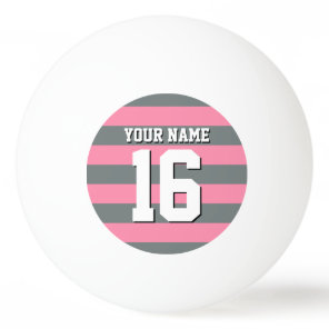 Flamingo Pink Charcoal Team Jersey Preppy Stripe Ping Pong Ball
