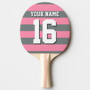 Flamingo Pink Charcoal Team Jersey Preppy Stripe Ping Pong Paddle