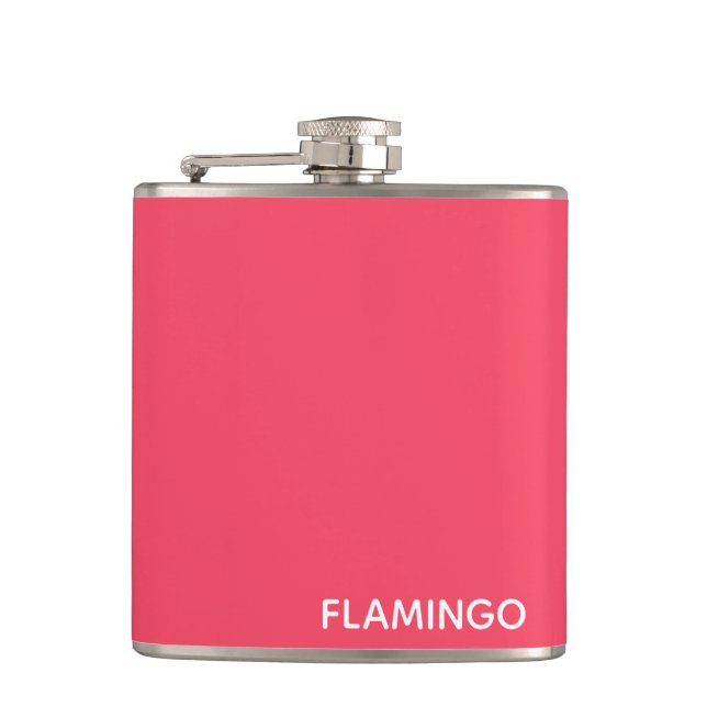 Flamingo pink color name flask (Front)