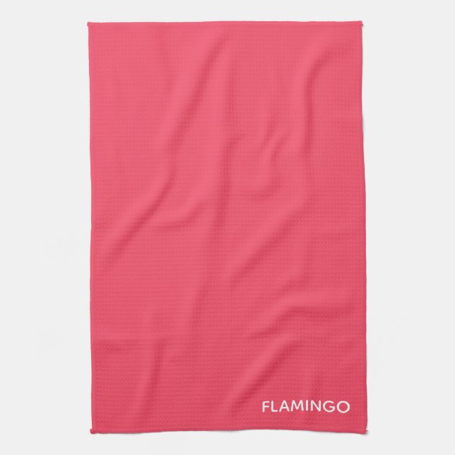 Flamingo pink color name kitchen towel (Vertical)