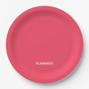 Flamingo pink color name paper plates