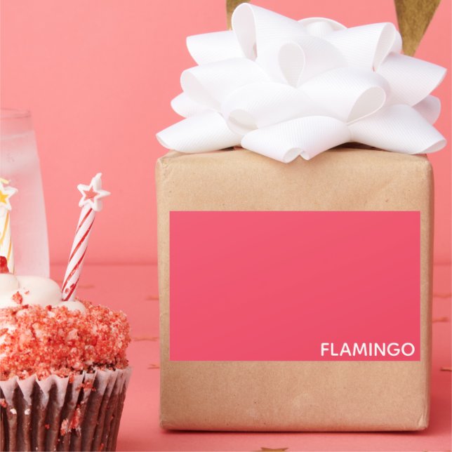 Flamingo pink color name rectangular sticker | Zazzle