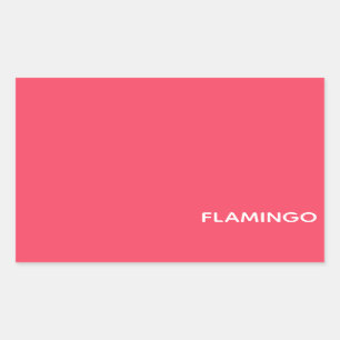 Flamingo pink color name rectangular sticker