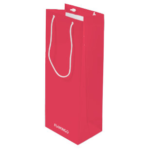 Flamingo pink color name wine gift bag