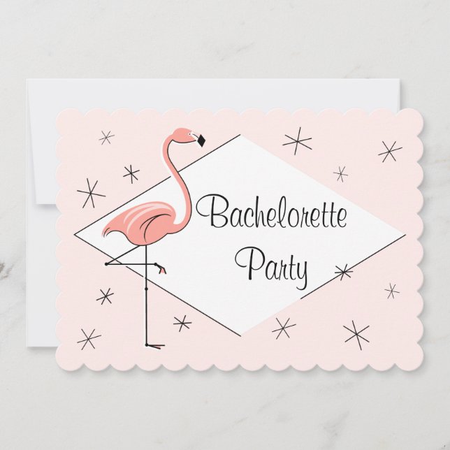 Flamingo Pink Diamond Bachelorette Party scalloped Invitation (Front)