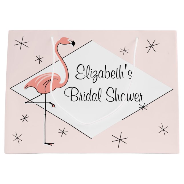 Flamingo Pink diamond Bridal Shower gift bag large (Front)