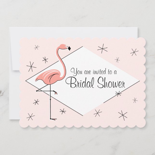 Flamingo Pink Diamond Bridal Shower scalloped Invitation (Front)