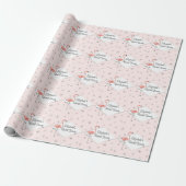 Flamingo Pink diamond Bridal Shower wrapping paper (Unrolled)