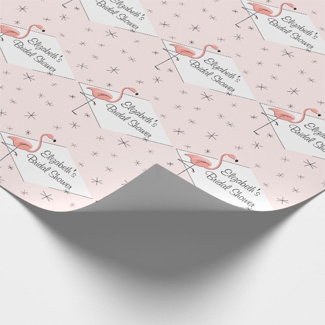 Flamingo Pink diamond Bridal Shower wrapping paper (Corner)
