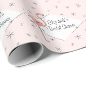 Flamingo Pink diamond Bridal Shower wrapping paper (Roll Corner)