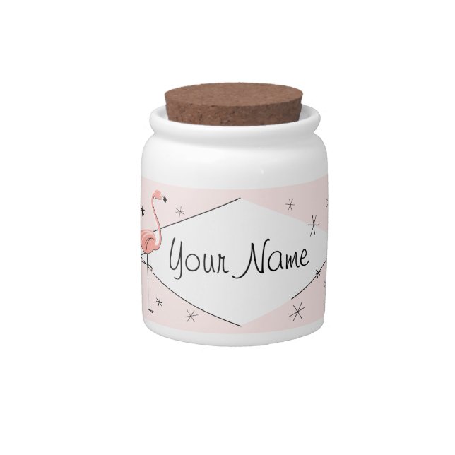 Flamingo Pink Diamond Name candy jar (Front)