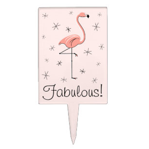 Flamingo Pink Fabulous! cake pick rectangle