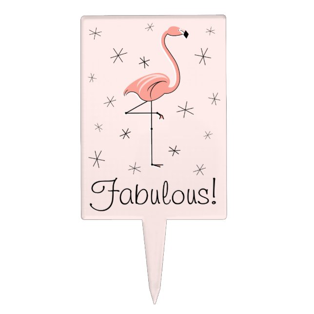 Flamingo Pink Fabulous! cake pick rectangle (Front)