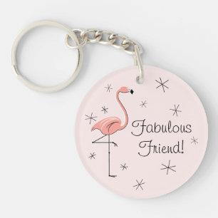 Flamingo Pink 'Fabulous Friend!' acrylic keychain