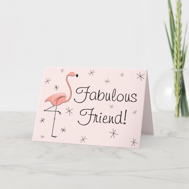 Flamingo Pink Fabulous Friend! birthday card (Front)