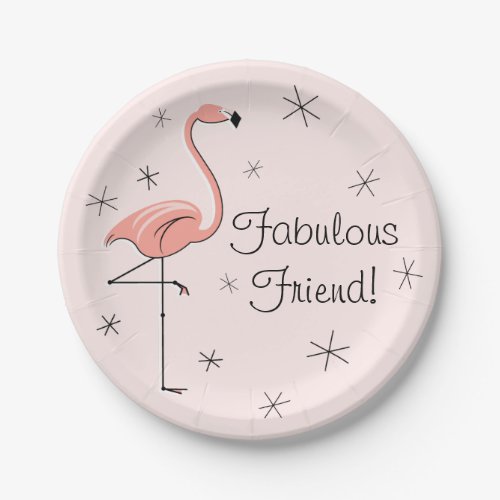 Flamingo Pink Fabulous Friend paper plate