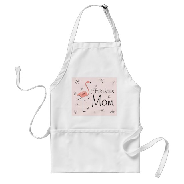 Flamingo Pink Fabulous Mom apron (Front)