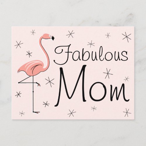 Flamingo Pink Fabulous Mom postcard