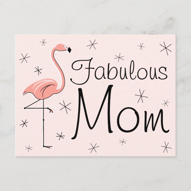 Flamingo Pink "Fabulous Mom" postcard (Front)