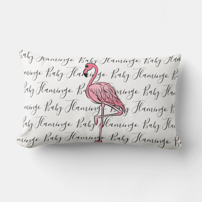 Flamingo | pink flamingo, pink tropical bird  lumbar pillow (Front)