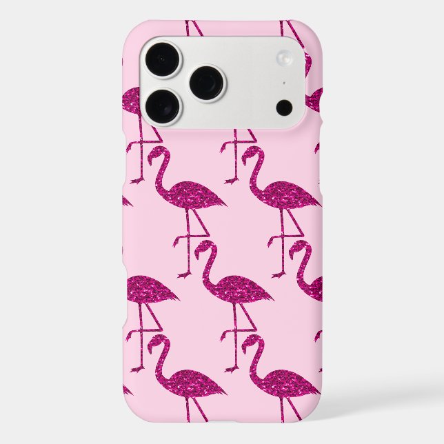 Flamingo pink glitter sparkles pattern iPhone case (Back)