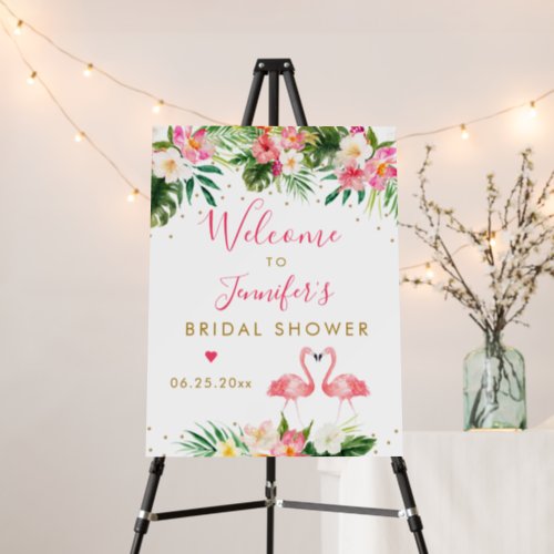 Flamingo Pink Gold Floral Bridal Shower Welcome Foam Board