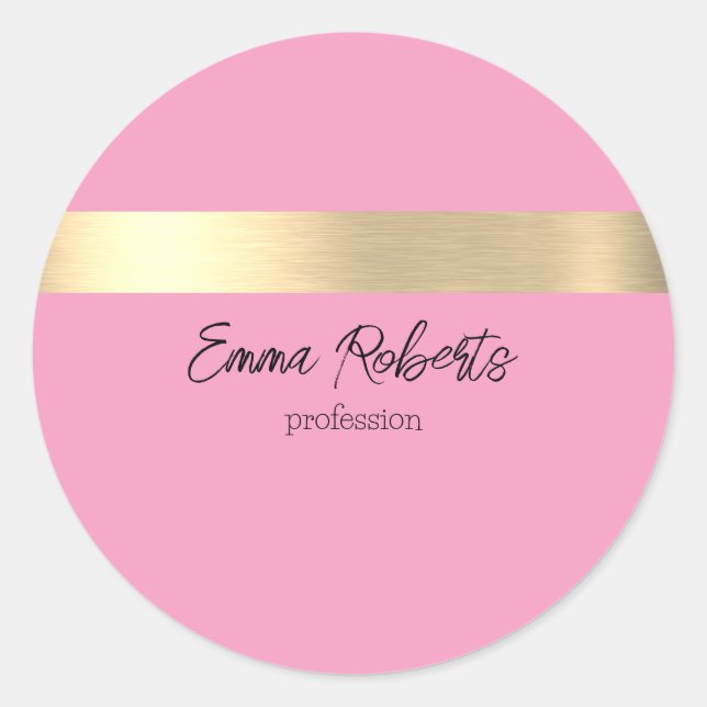 Flamingo Pink Gold Foil Rustic Faux  Classic Round Sticker (Front)